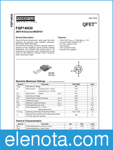 Fairchild FQP14N30 datasheet