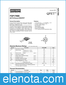 Fairchild FQP17N08 datasheet