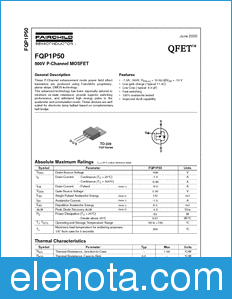 Fairchild FQP1P50 datasheet