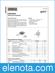 Fairchild FQP22N30 datasheet