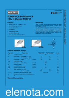 Fairchild FQP6N40CF datasheet