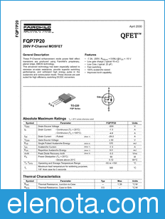 Fairchild FQP7P20 datasheet