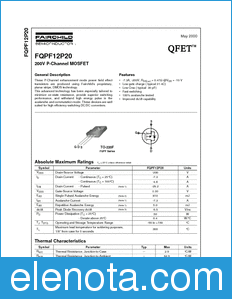 Fairchild FQPF12P20 datasheet