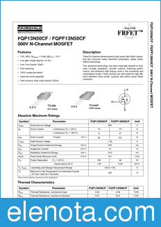 Fairchild FQPF13N50CF datasheet
