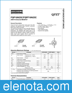 Fairchild FQPF16N25C datasheet