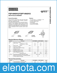 Fairchild FQPF18N20V2 datasheet