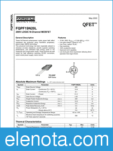 Fairchild FQPF19N20L datasheet