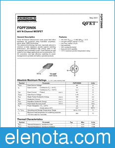 Fairchild FQPF20N06 datasheet