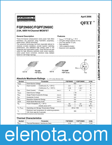 Fairchild FQPF2N60C datasheet