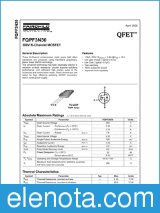 Fairchild FQPF3N30 datasheet