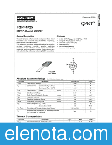 Fairchild FQPF4P25 datasheet