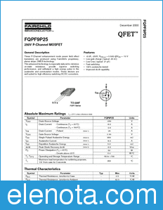 Fairchild FQPF9P25 datasheet