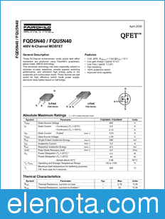 Fairchild FQU5N40 datasheet