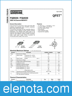 Fairchild FQU630 datasheet