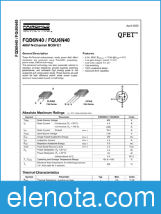 Fairchild FQU6N40 datasheet