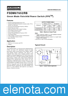 Fairchild FSDM07652RB datasheet