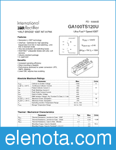 International Rectifier GA100TS120U datasheet