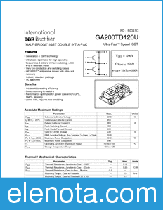 International Rectifier GA200TD120U datasheet