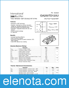 International Rectifier GA250TD120U datasheet