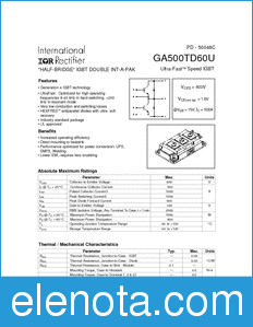 International Rectifier GA500TD60U datasheet