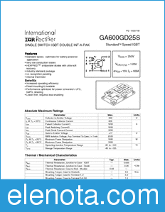 International Rectifier GA600GD25S datasheet
