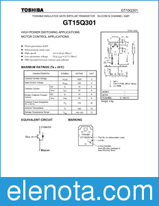 Toshiba GT15Q301 datasheet