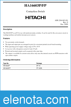 Hitachi HA16603FP datasheet