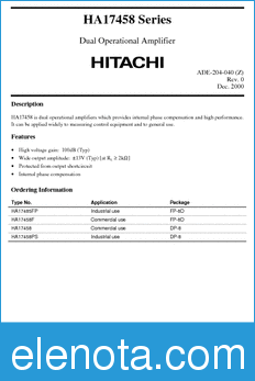 Hitachi HA17458FP datasheet