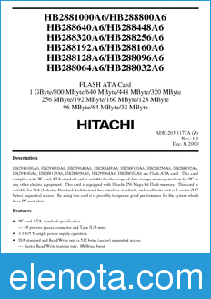 Hitachi HB288160A6 datasheet
