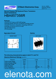 Cystech Electonics HBA8573S6R datasheet