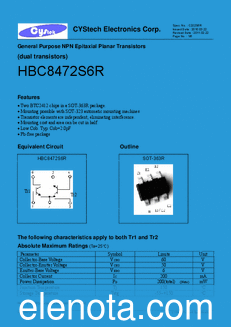 Cystech Electonics HBC8472S6R datasheet