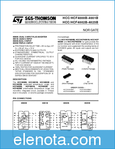 SGS Thomson Microelectronics HCF4000B-4001B datasheet