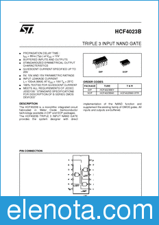 STMicroelectronics HCF4023BEY datasheet