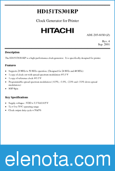 Hitachi HD151TS301 datasheet