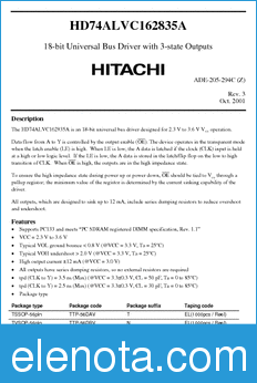 Hitachi HD74ALVC162835A datasheet