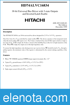 Hitachi HD74ALVC16834 datasheet