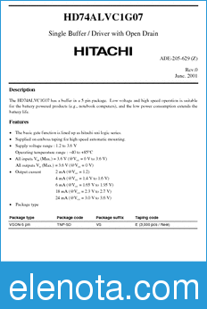 Hitachi HD74ALVC1G07 datasheet