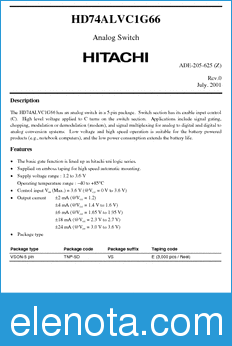 Hitachi HD74ALVC1G66 datasheet