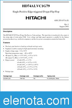 Hitachi HD74ALVC1G79 datasheet