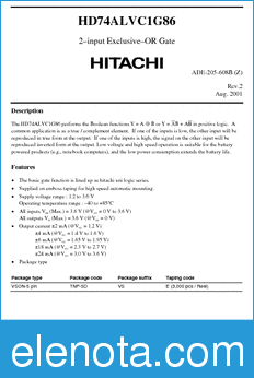 Hitachi HD74ALVC1G86 datasheet