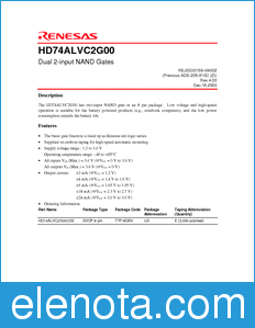 Renesas HD74ALVC2G00 datasheet