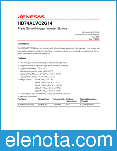 Renesas HD74ALVC2G14 datasheet