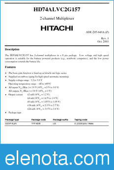 Hitachi HD74ALVC2G157 datasheet