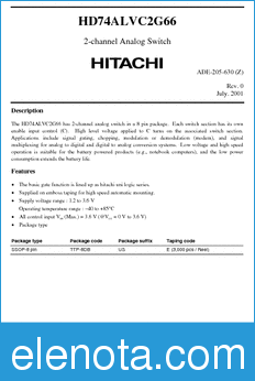 Hitachi HD74ALVC2G66 datasheet