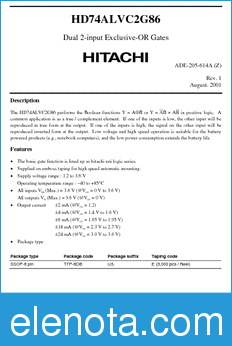 Hitachi HD74ALVC2G86 datasheet