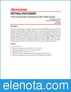 Renesas HD74ALVCH162501 datasheet