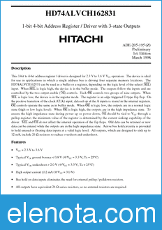 Hitachi HD74ALVCH162831 datasheet