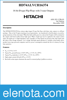 Hitachi HD74ALVCH16374 datasheet