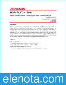 Renesas HD74ALVCH16501 datasheet
