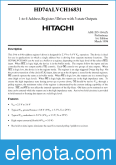 Hitachi HD74ALVCH16831 datasheet